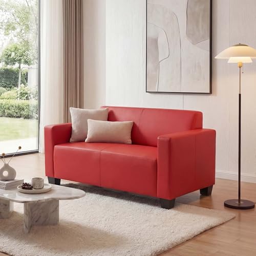 Mendler 2er Sofa Couch Lyon Loungesofa Kunstleder - rot
