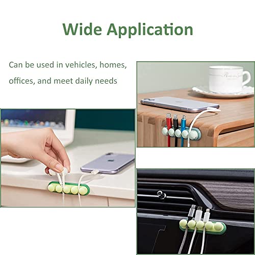 Image of Cable Organiser Protector Cable Management Clamps Self Adhesive Cable Holder Clips for Home, Office, Kitchen & Bathroom, Wire Management Clamps Silicone Adhesive Hooks (Green, 2)
