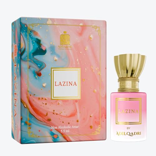 L.A ZINA Luxury Perfume for Women, Pink and Gold Glass
