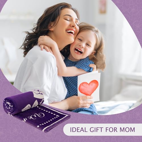 Gift Blanket, Gifts for Mom, Mom Blanket for Mother's Day, Super Soft Flannel Throw, Cozy Throws for Birthday Christmas, Couch Bed Plush Blankets for Women from Daughter Son, 50x60, Purple