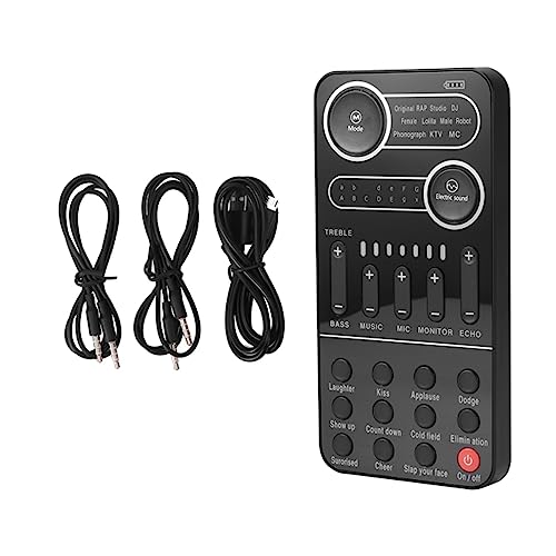 Kit de tarjeta de sonido Cambiador de voz Mini juego de tarjeta de sonido Efectos de voz múltiples portátiles Tarjeta de sonido externa Bluetooth para teléfono PC Configuración de estudio de tran