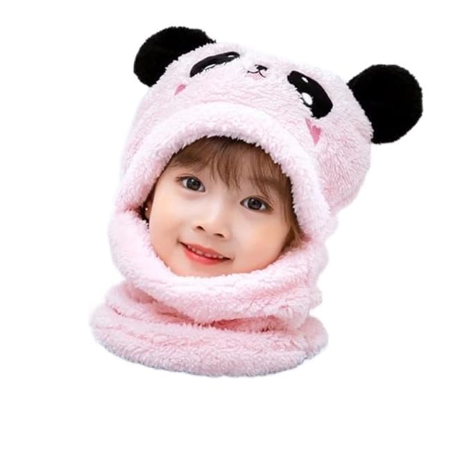 MD Winter Fuzzy Plush Balaclava Hat Cartoon Panda Animal Thick Windproof Full Cover Earflap Hood Cap Neck Warmer Scarf for Boys Girls | Age-2 to 6 Years | Soft Wool | Monkey Cap Multicolour 1