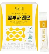Ssanggye Kombucha Lemon Powder Flavor Stick Type (30 Sticks, 5.3oz) Sugar Free Fizzy Sparkling Fe...