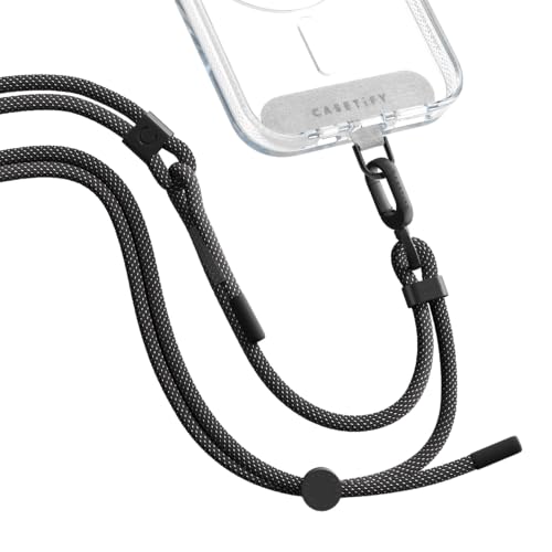 Image of CASETiFY 6mm Rope Cross Body Strap with Card - Flecked Black