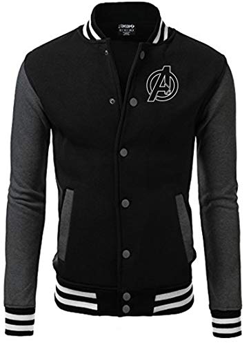 Vingadores Avengers Jaqueta College Americana Preta/Grafite Bordada (G)
