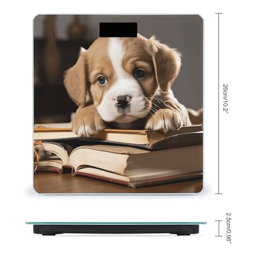 Báscula digital de baño con diseño cachorro y libro miniatura 2