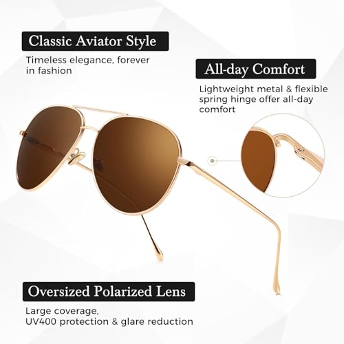 Image of SUNGAIT Women's Lightweight Oversized Aviator Sunglasses