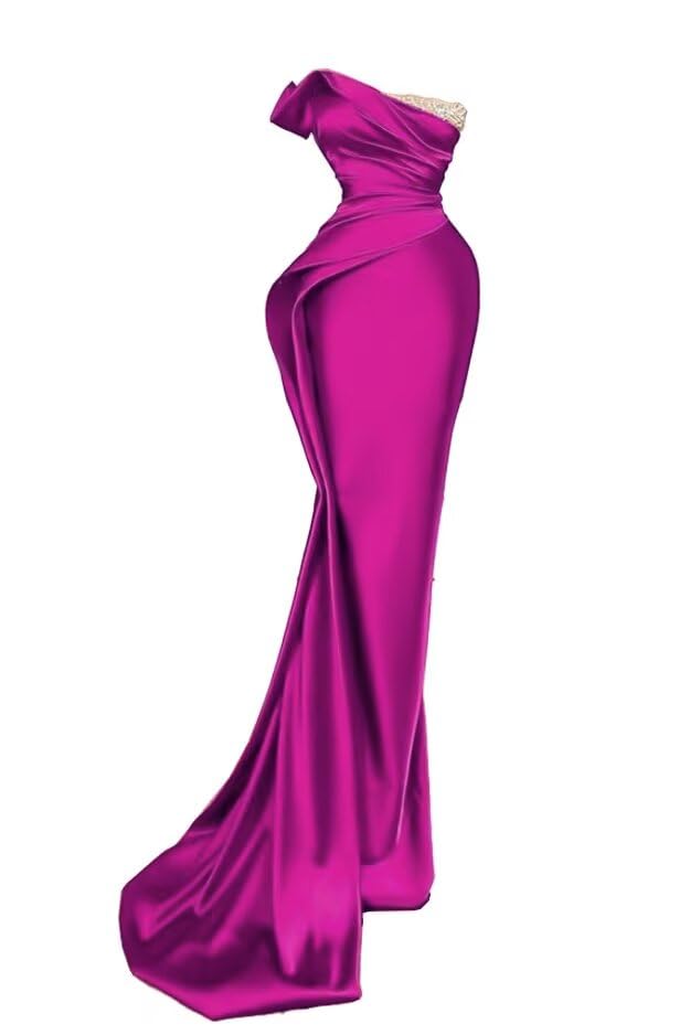 Sequin Beaded Mermaid Prom Dresses Long Strapless Off Shoulder Satin Ruched Formal Evening Party Gowns with Train 20234