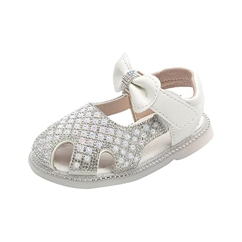 Girl Sandals Bow Princess Shoes Diamond Sandals Toddler Kickproof Soft Sole Sandals Baby Beach Shoes Cover