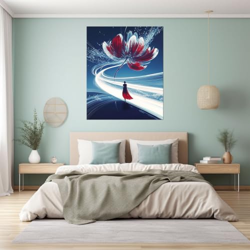 Affiches décoratives fleurs rouges tableau toile moderne de qualité