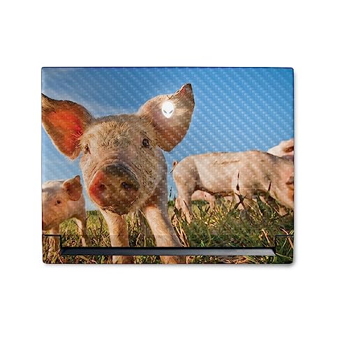 Image of MightySkins Carbon Fiber Skin Compatible with Alienware M18 R1 (2023) Full Wrap Kit - Pig Face | Protective, Durable Textured Carbon Fiber Finish | Easy to Apply & Change Styles | Made in The USA