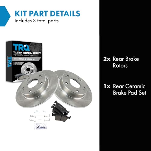 Image of TRQ Rear Ceramic Brake Pad and Rotor Set | For 17-22 Honda Civic L4 1.5L 17-22 2.0L 10.24 in. 260mm Rear Brake Rotor Diameter Models