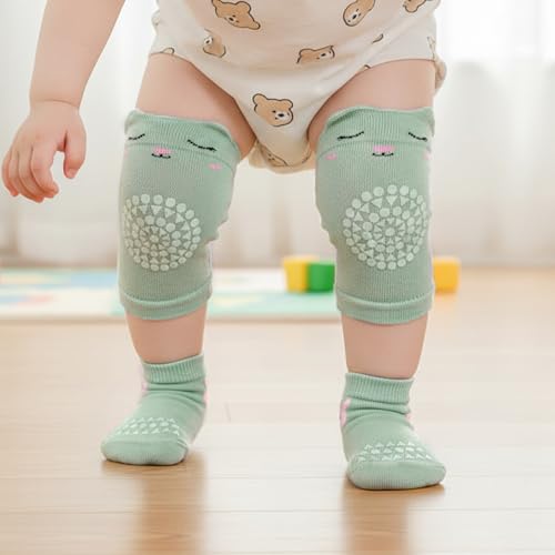 BLNC 3 Paar Baby-Knieschoner und Babysocken, Krabbelset mit süßem Cartoon-Design, bequem und leicht für 0-12 Monate (Mädchen)