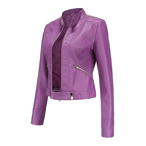 XUNRYAN Girls Faux-Leather Jacket Long Sleeve Slim Fit Stand Collar Fall Fashion Winter Moto Bomber Aviator Coat Outerwear3