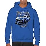 Tee Hunt 25 Ford Mustang Dark Horse Hoodie for Men 500 HP Performance Modern American Muscle Blue Large