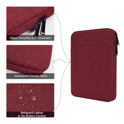Image of Tablet Sleeve Bag for 2025 11 inch iPad A16, 11 inch iPad Air M3 M4 / 10.9 inch iPad 10th / Pro 11 M4, Galaxy Tab A8 10.5 inch Case Pouch, Fit Apple Smart Keyboard, Wine Red
