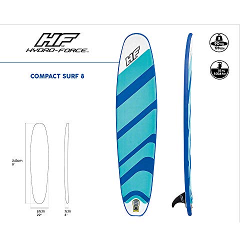 Bestway Hydro-Force™ Compact Surf Inflatable Surf Board Set, 8ft with travel bag, hand pump and leash, 67001 - Image 2