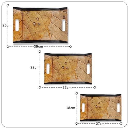 FEDOY Melamine U.P.C Rectangular Serving Tray Set of 3/ Tray Set for Serving/Premium Printed Tray for Serving/Multi-Use Nashta Plate (Small, Medium & Large)