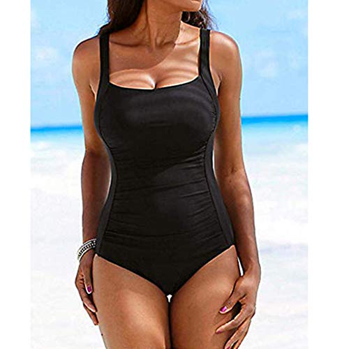 Misright Maiô feminino de uma peça, controle de barriga, roupa de banho multicolorida, Preto, XXL