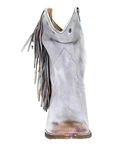 Circle G LADIE'S GREY STUDS & FRINGES ANKLE BOOT ROUND TOE, RUBBER SOLE, URBAN Q01693