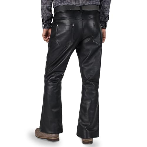 Laverapelle Men's Genuine Lambskin Leather Pants (Black, Leather Jeans) - 23040042