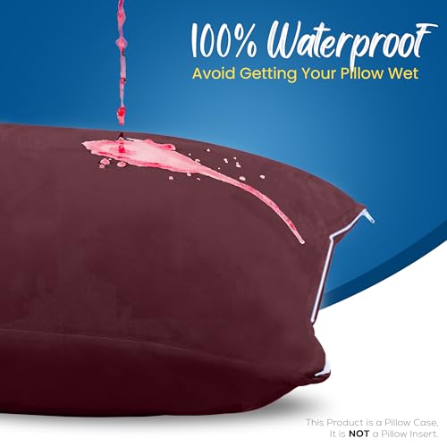 Image of Utopia Bedding Premium 100% Waterproof Pillow Protectors with Zipper King Size (Set of 4), Bed Bug and Dust Mite Proof Zippered Pillow Covers, Pillow Encasement Cases, Burgundy