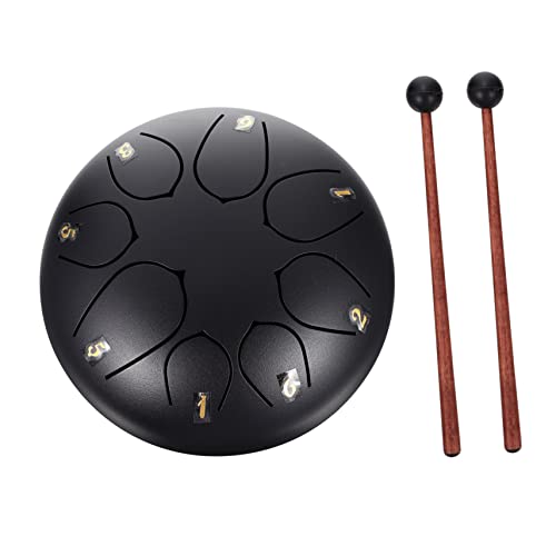 FUNOMOCYA Drum Set 6 Inch 8 Note Steel Tongue Drum Portable Chic Percussion Black