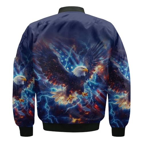 Bomber Jacket Winter Coat Veteran Eagle Colorful Army Zip Up Varsity Baseball Quilted Jackets For Women Men2