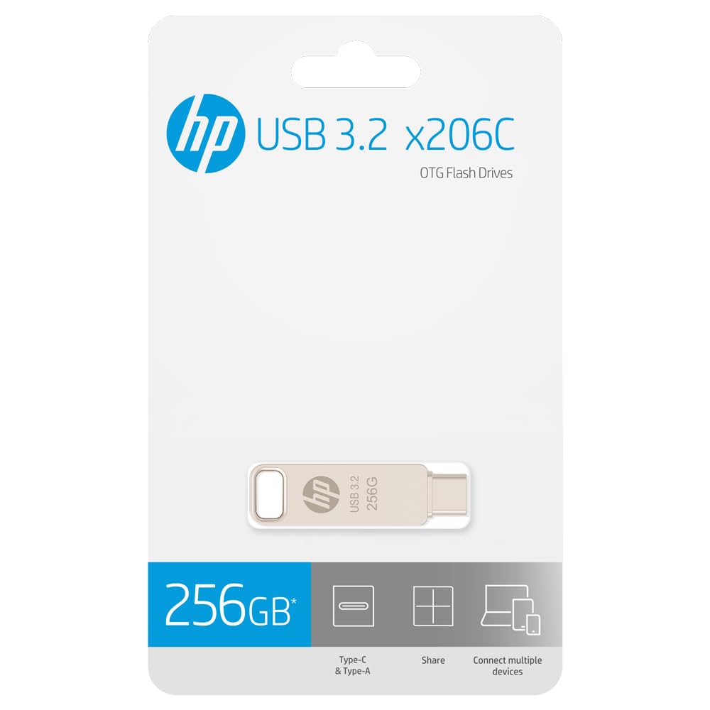 HP x206c 256GB OTG USB 3.2 Tipo-C/Tipo-A, Metálico