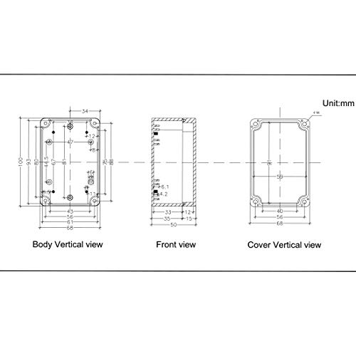 Zulkit Project Box Abs Plastic Ip65 Waterproof Dustproof Electrical Junction Box Enclosure Black 3.94 X 2.68 X 1.97 Inch (100X68X50Mm) (Pack Of 2) #TOP6