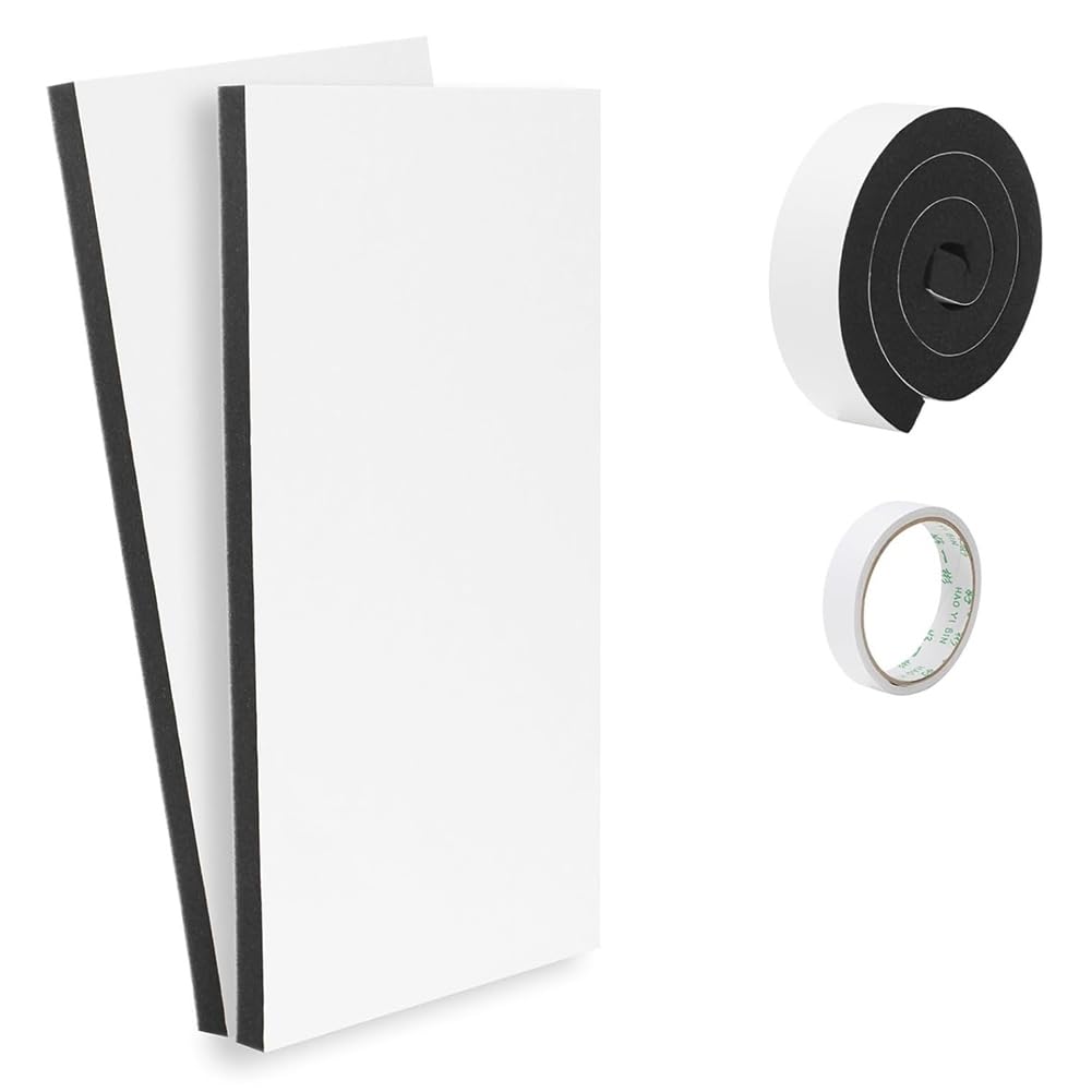 Aundhegrtt White & Black Waterproof Window Air Conditioner Side Panels(2 Pcs), Surround Insulation With Double-Sided Tape For Ac Unit Installation
