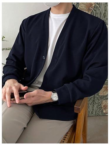 Floerns Men's Solid Long Sleeve Knit Wear V Neck Button Down Cardigan Sweater2