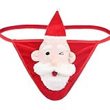 Evankin Christmas Gag Gift Men Santa Claus Novelty Funny Flannel Underwear with Bulge Pouch Costume Sexy Thong Panties Briefs G-String