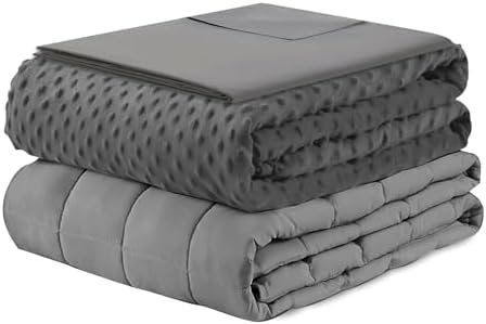 Breathable Heavy Weighted Blanket, 100% Cotton With Glass Beads, 15lbs, Light Grey (48'' X 72 Breathable Heavy Weighted Blanket, 100% Cotton With Glass Beads, 15lbs, Light Grey (48'' X 72