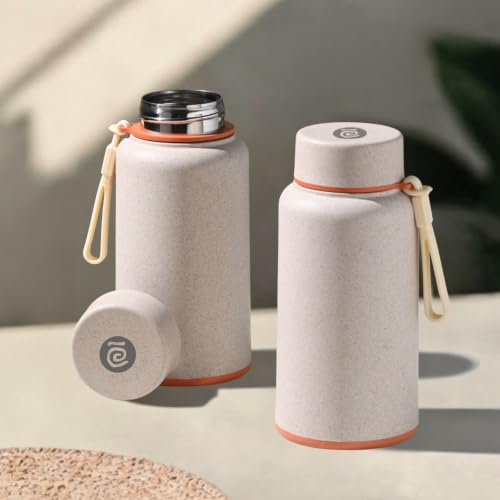 Image of Eha Earth Friendly Hydralife Water Bottle for Office & Schools | 400 ml Stainless Steel Water Bottle for Kids & Adults Made with Rice Husk | Bottle for Men, Women | Leak Proof | 2 Unit