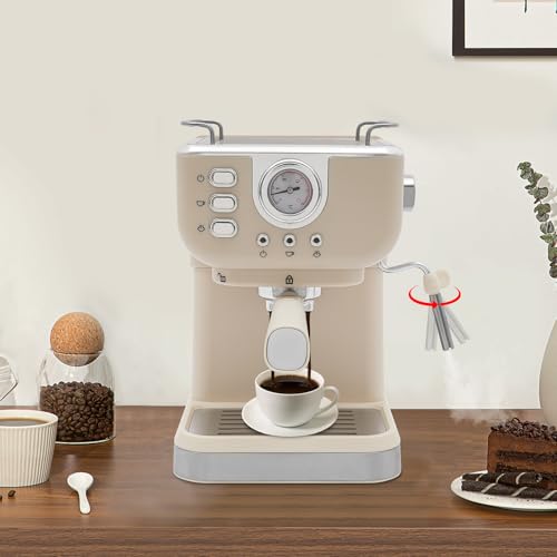 WindWilder Espressomaschine mit Milchaufschäumer 1050W 20Bar, 92℃ Temperaturbereich, Halbautomatische Kaffeemaschine mit Filter und Presslöffel, 1.5L Wassertank, 19.5x26x28cm, Weiß – Bild 3