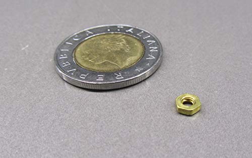 Brass Hex Nuts RH 2-64 Thread x 3/16 W x 1/16 H 200 Pcs