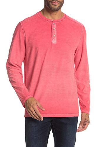 Tommy Bahama Long Sleeve Cirrus Coast Lightweight Henley Tee (Color: Mandalay Red, Size M)