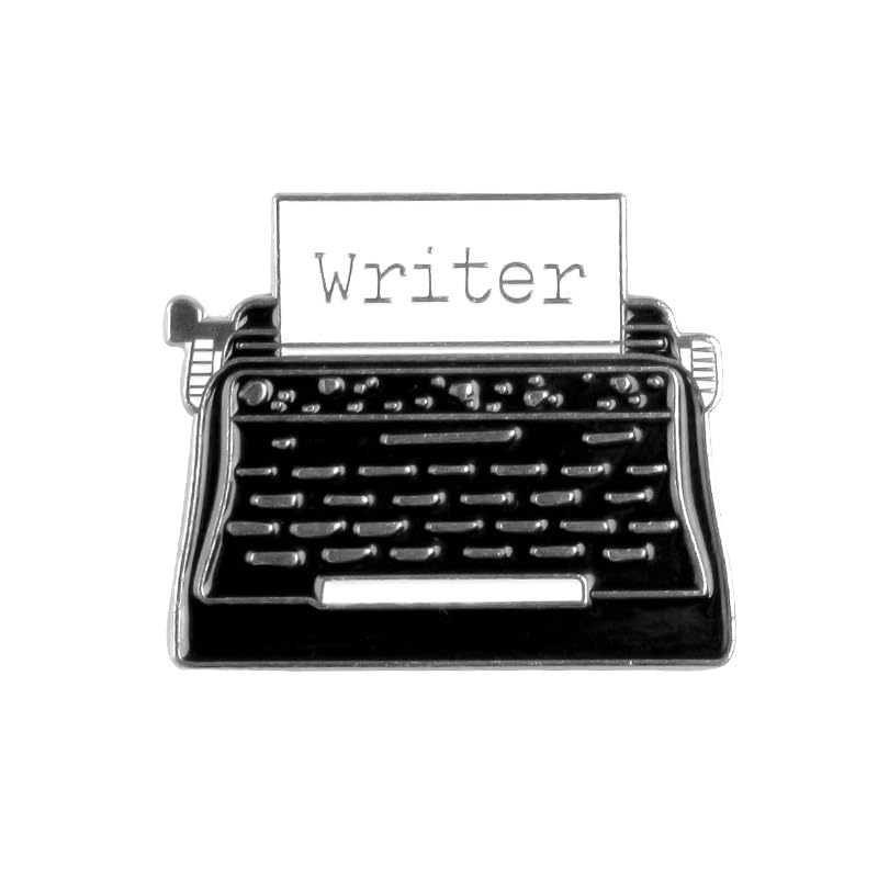 Image of Black Telegraph Typewriter Brooch for Women Girls Boys Vintage Cartoon Fax Machine Writer Letters Enamel Pin Buttons Fashion Creative Lapel Pins Jacket Collar Badge Decor Graduation Jewelry