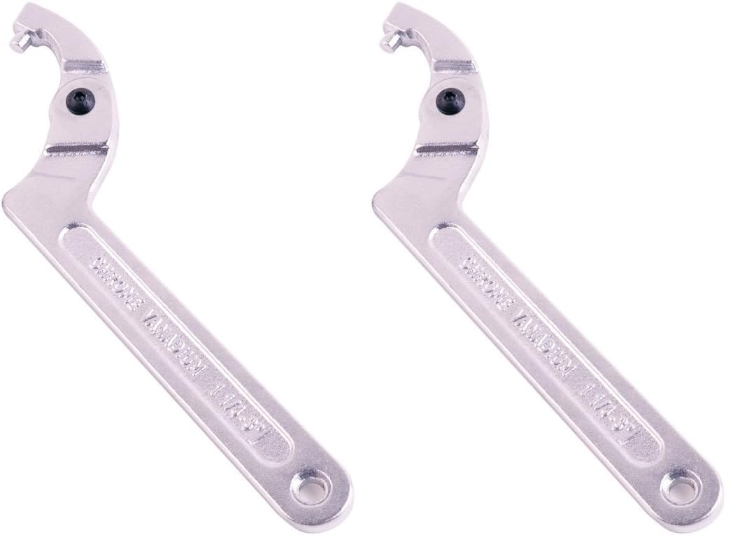 C Pin Spanner Adjustable Hook Wrench Round Head 32-76mm (Pack of 2)