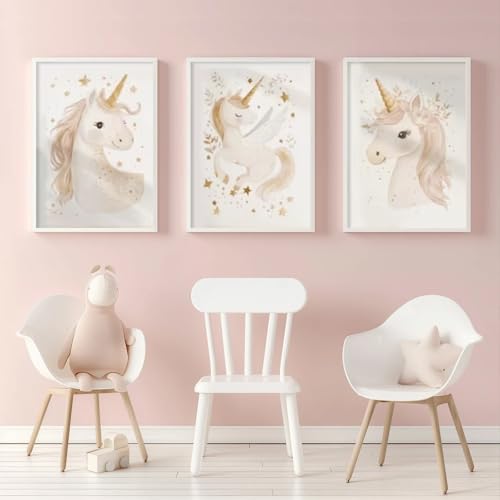Poster aquarelle licorne TROYSINC lot de 3 un cadeau de naissance idéal 50x70cm