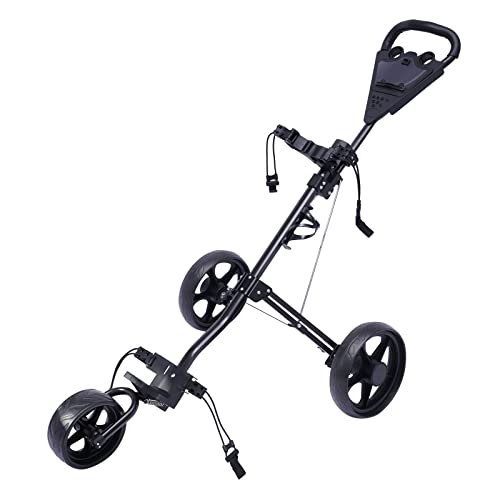 BRICZUNA Golf Push Cart-3 Wheel Foldable with Foot Brake Open and Close, Quick Fold Golf Caddy Push Carts with Extra Large for Different Terrain