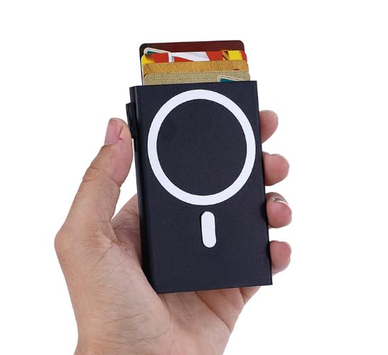 Minimalist RFID Blocking Card Holder Wallet, Slim Aluminum Design with Quick Access Pull Tab (Black, Brown, Gold, Red, Blue, White)2