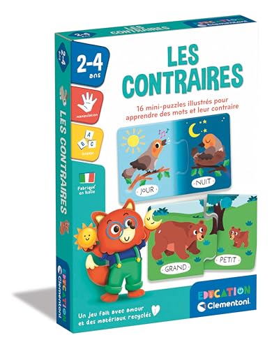 Clementoni | Les contraires | Contient 16 Mini Puzzles et 1 Guide. | 2 Ans | 52789 Clementoni | Les contraires | Contient 16 Mini Puzzles et 1 Guide. | 2 Ans | 52789