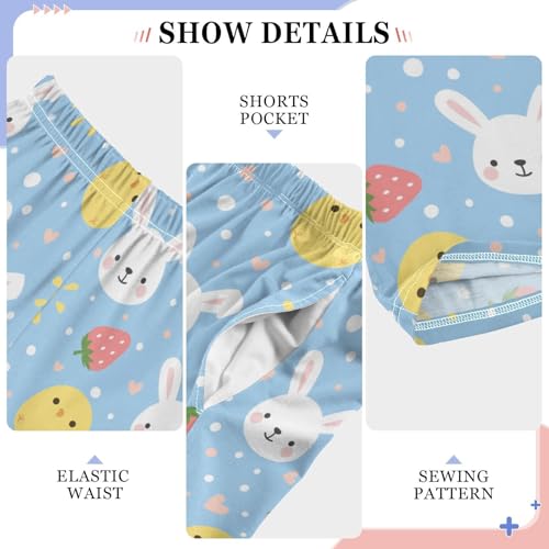 ZZXXB Bunny Chick Strawberry Boys Long Pants Soft Trousers Elastic Waist Kids Lounge Bottoms with Pockets S-XL4