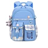 [JICOMUS] 大容量、A4サイズ収納、反射材付きで軽くて可愛い女の子用リュックです。小学生、通学、幼稚園、入学式のプレゼントにも最適です。子供の日やひな祭りのギフトにも最適です。 (ブルー,41*30*12CM（1～3年生）)