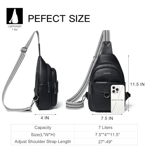 Image of LATMAP 7L Sling Bag for Women Men Crossbody Belt Bag Small Travel Sling Backpack Anti Theft Chest Daypack Purse Faux Leather