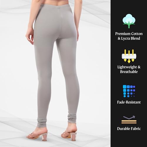 Image of TRASA Ultra Soft Cotton 4 Way Stretchable Churidar Solid Regular and Plus 20 Colours Leggings for Womens and Girls -Sizes :-M, L, XL, 2XL, 3XL, 4XL, 5XL, 6XL
