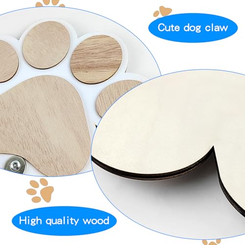 Geentargetel Hunde Garderobe mit Haken, Hundeleinengestell Schlüsselhalter Holz, Hundeleinenhalter Wand mit Hunde Und Pfotenabdrücken für Hundezubehör & Halsband (Weiß)