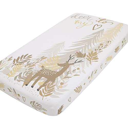 Image of NoJo Deer to My Heart Tan, Brown & White Tree Leaf 100% Cotton Photo Op Fitted Crib Sheet, Tan, Grey, Brown, White